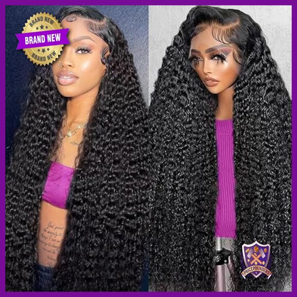 32 Inch Deep Wave HD Lace Front Wig Human Hair Glueless Pre Plucked